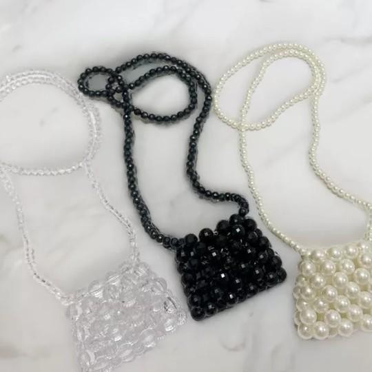 Gaby Beaded Ni Bag Pearl Akrilik Tas Selempang Mutiara Kecil Sling