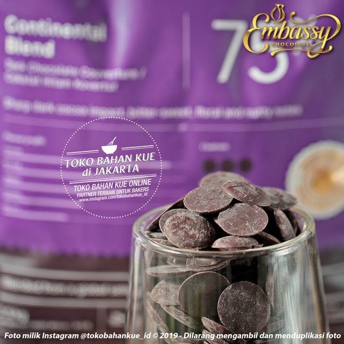 

Embassy Chocolate - Continental 75% 1Kg Dark Couverture Cokelat Tulip