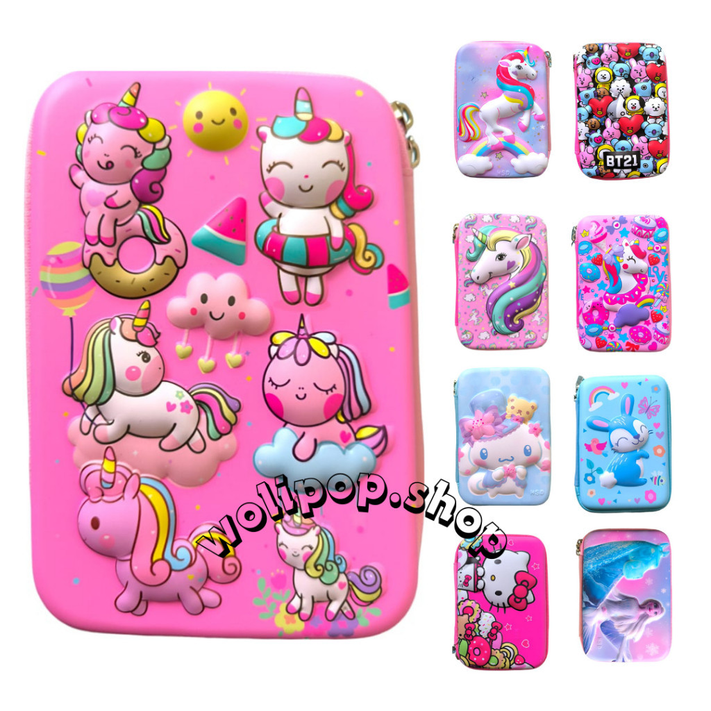 

Kotak Tempat Pensil Timbul 3D Dua Sisi Hardcase Karakter Lucu Perempuan Import 15*22*6cm