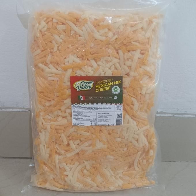 

1 Kg Shredded Mexican Mix Cheese Green Valley - Keju Cheddar Moza 1 Kg