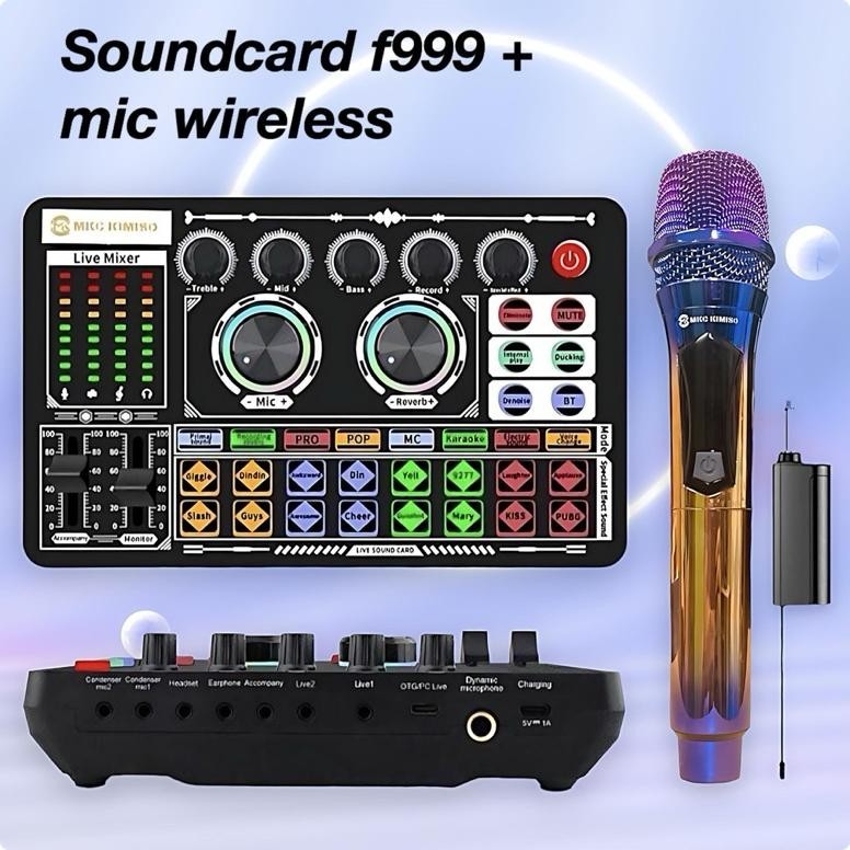 CR - paket soundcard f999 plus mic wireless SoundCard Bluetooth compatible External Wireless Pengura