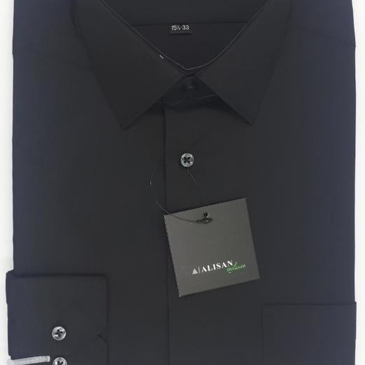 Alisan Kemeja Pria Polos Slim Fit Lengan Panjang// Aneka Warna// Hitam