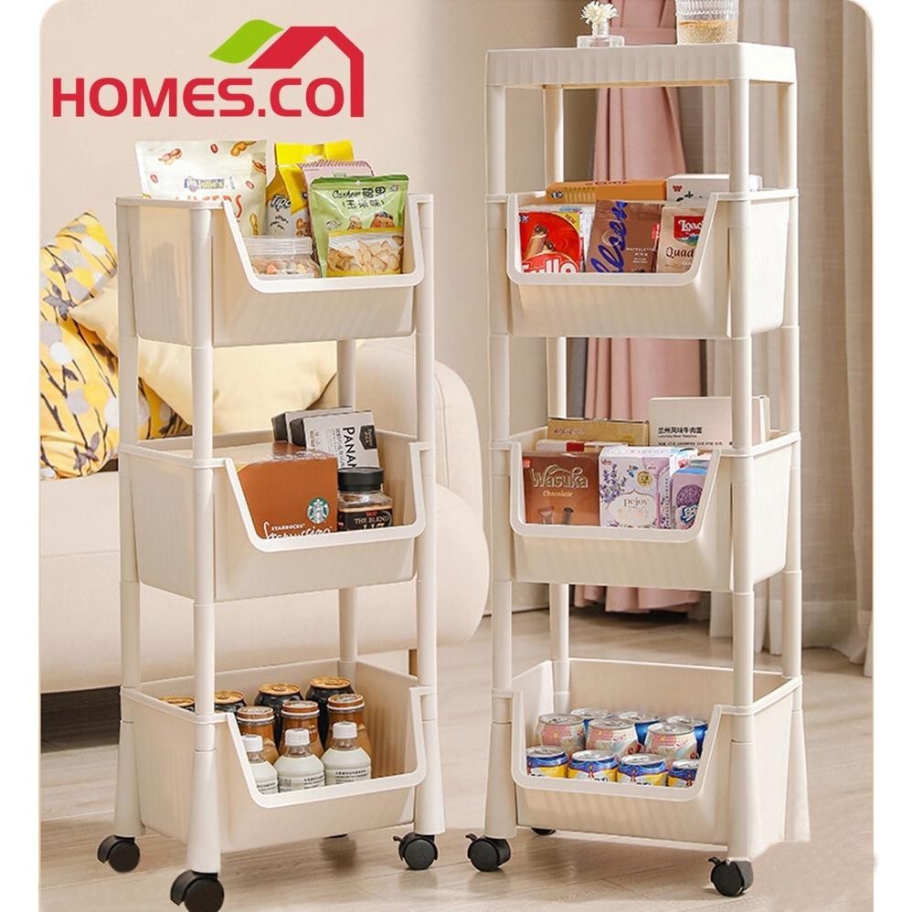 Rak Susun Serbaguna Rak Trolley Susun Rak Serbaguna Aesthetic Dengan Roda Rak Buku Minimalis Rak Kos