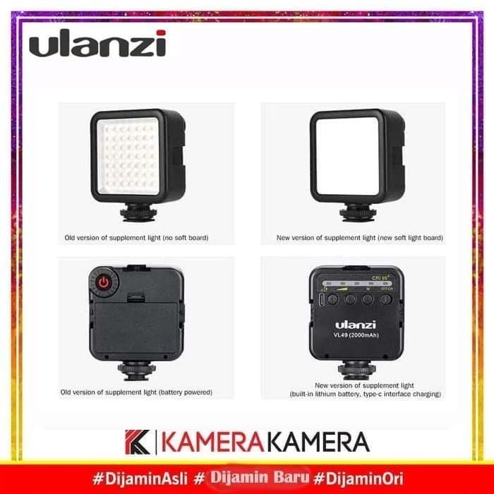 Ulanzi VL-49 VL 49 vl49 Lampu LED ni Video Light RECHARGEABLE