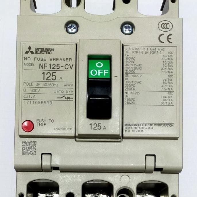 TERMURAH - Mitsubishi Electric MCCB 3 Phase 125 Ampere / Breaker 3 Phase 125A