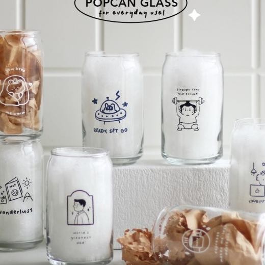 Gelas Kaca Kopi Lucu Aesthetic Ala Korea Popcan Glass Kado Unik Ready