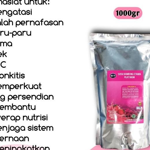 

Susu Kambing Etawa Sk77 Platinum Kemasan 1Kg Rasa Stroberi
