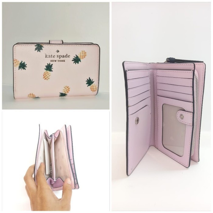 DOMPET WANITA KS MEDIUM WALLET BIFOLD PINK PINEAPLE PRINTED ORIGINAL