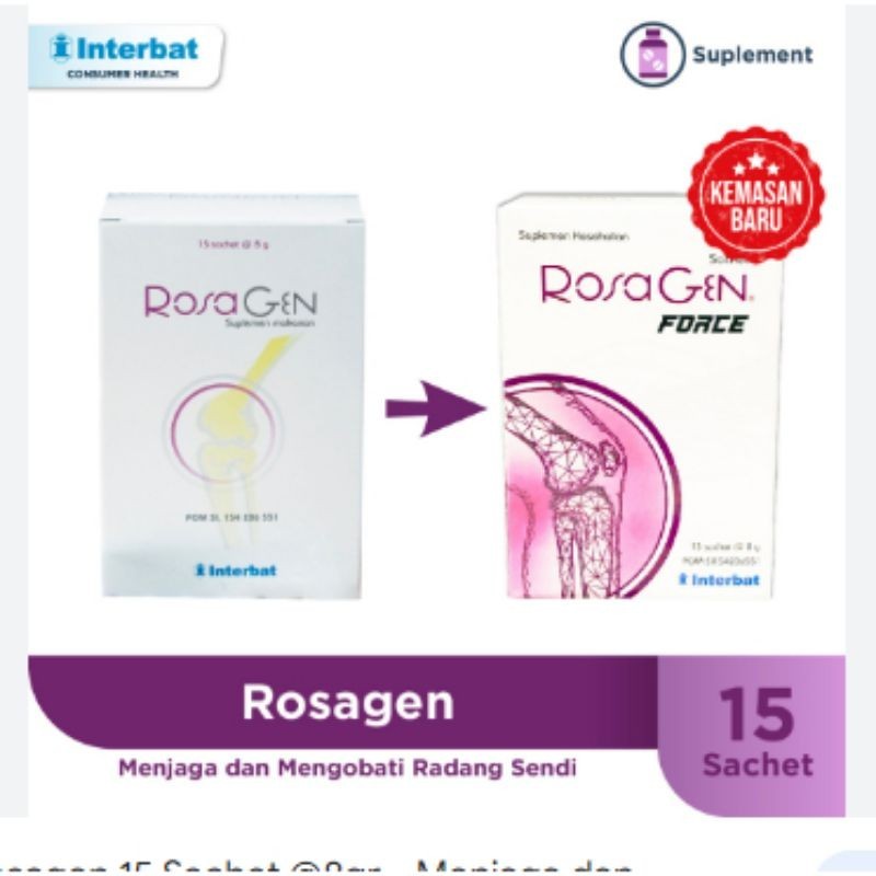 

ROSAGEN 15 Sachet 8gram, Obat Kesehatan Sendi Dan Tulang, Menjaga & Mengobati Radang Sendi