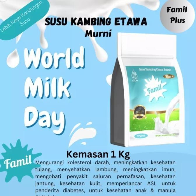 

Susu Kambing Etawa Bubuk 1kg Halal Kaya Manfaat / Famil Original Plus