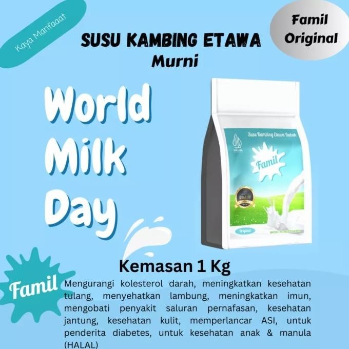 

Susu Kambing Etawa Bubuk 1kg Halal Kaya Manfaat / Famil Original