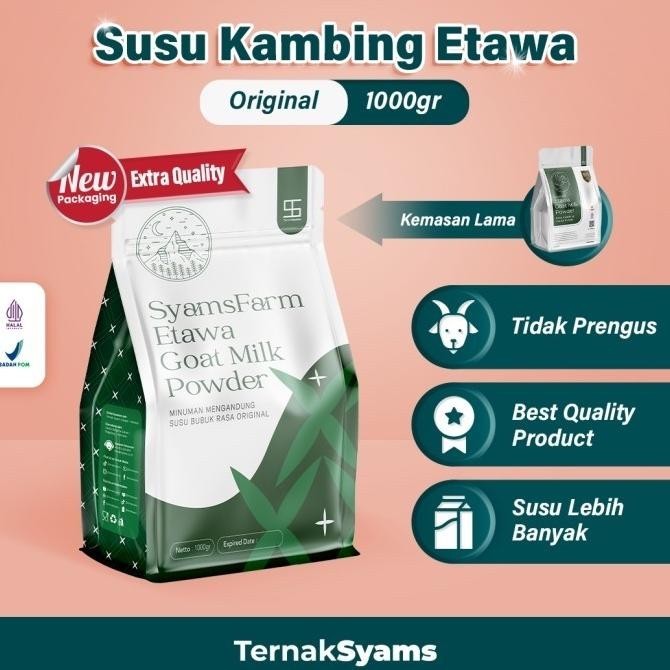 

Premium Susu Kambing Etawa Bubuk Syams 1000 gram Pure Murni Alami Ori