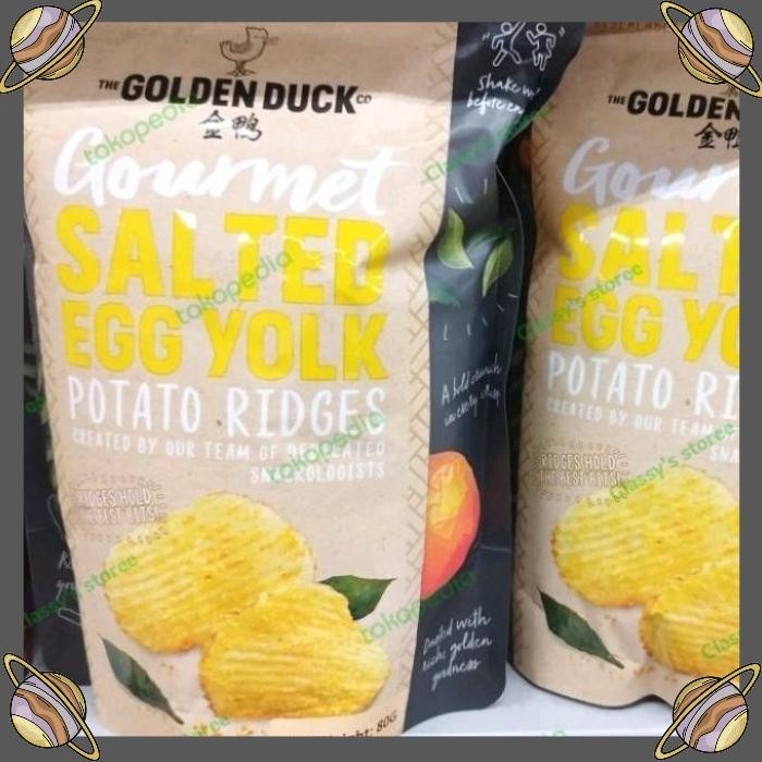 

[CLS] GOLDEN DUCK GOURMET SALTED EGG YOLK POTATO RIDGES 80GR/KERIPIK KENTANG