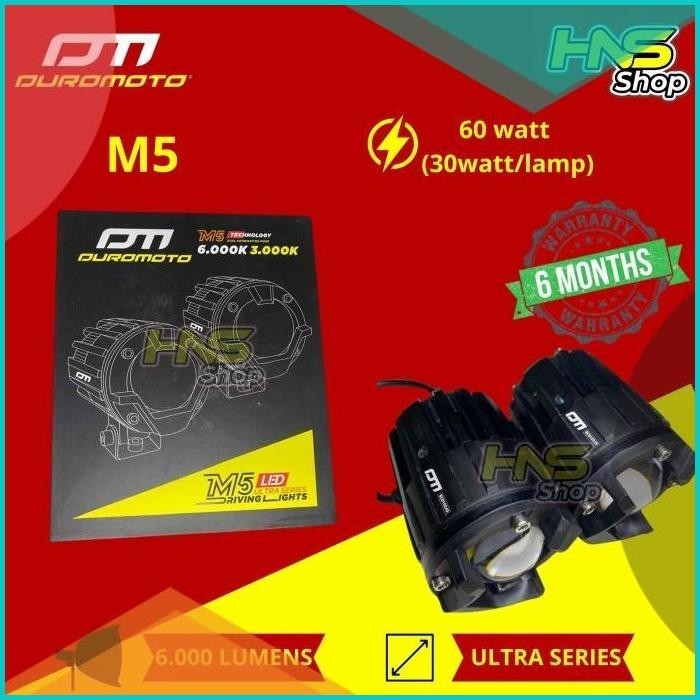 DUROMOTO M5 LAMPU LED 30 WATT FOGLAMP LAMPU TEMBAK MOTOR MOBIL PREMIUM