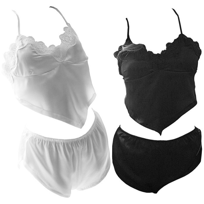 PROMO SPECIAL L1207 Lingerie Baju Tidur Haram Babydoll Celana Satin Polos Sexy Seksi