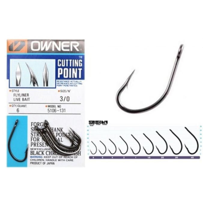 Pancing Owner Fly Liner Live Bait Hook 5106 Kail Kuat Made in Japan