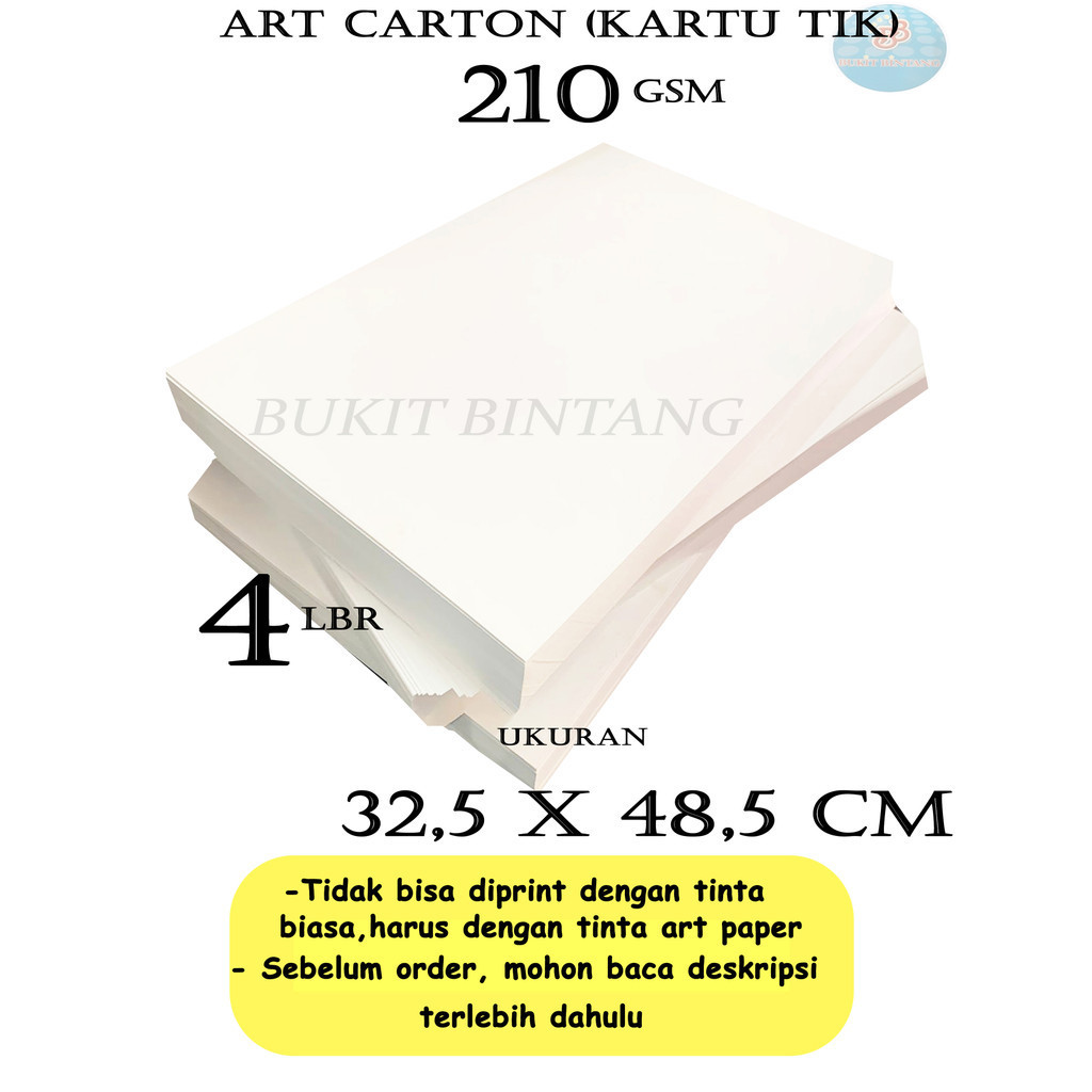 

Art Carton ( Kartu Tik ) 210 Gsm Uk 32,5 x 48,5 Cm , Isi 4 Lembar