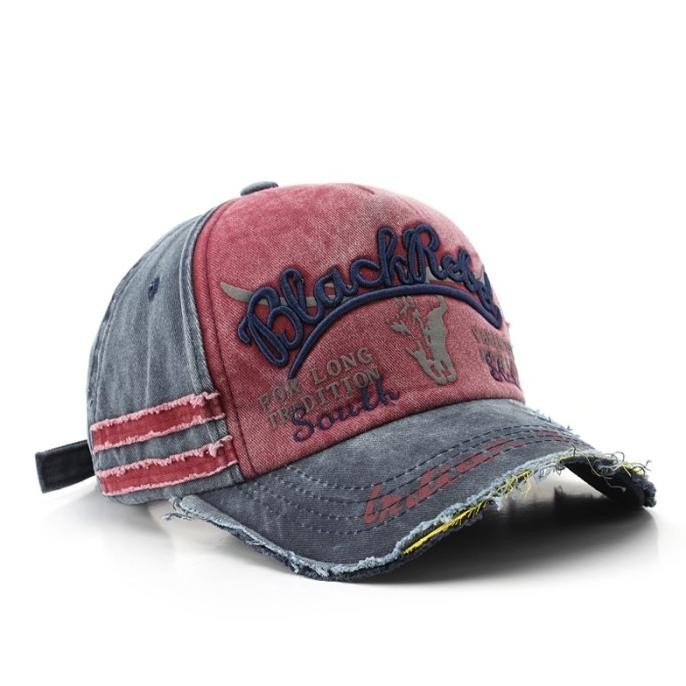 NEXTSTOP - 288 Topi Bordir Black Rebel Model Robek-Robek Pria Wanita