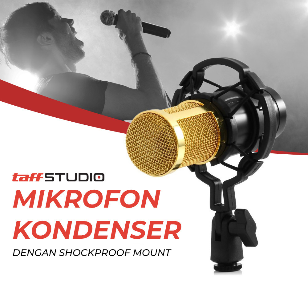 MC- TaffSTUDIO Mikrofon Kondenser Studio Mic XLR with Shockproof Mount - BM-800 / Mikrofon / Mic / M