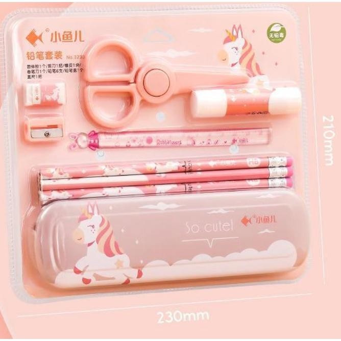 

COD Set Alat Tulis Siswa Kartun Anak-anak 7 Buah Set Penghapus Pensil Rautan Pensil Kotak Pensil Penggaris Ok75