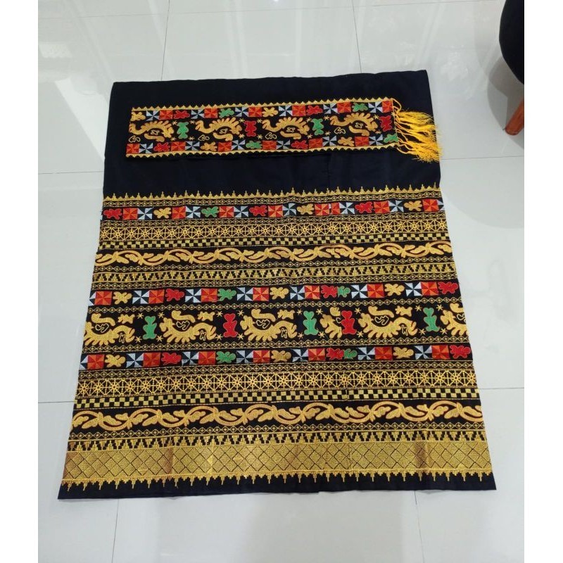 (bisa cod) sarung tapis bordir lampung mama + selendang full tapis kain tapis lampung adat kain tari