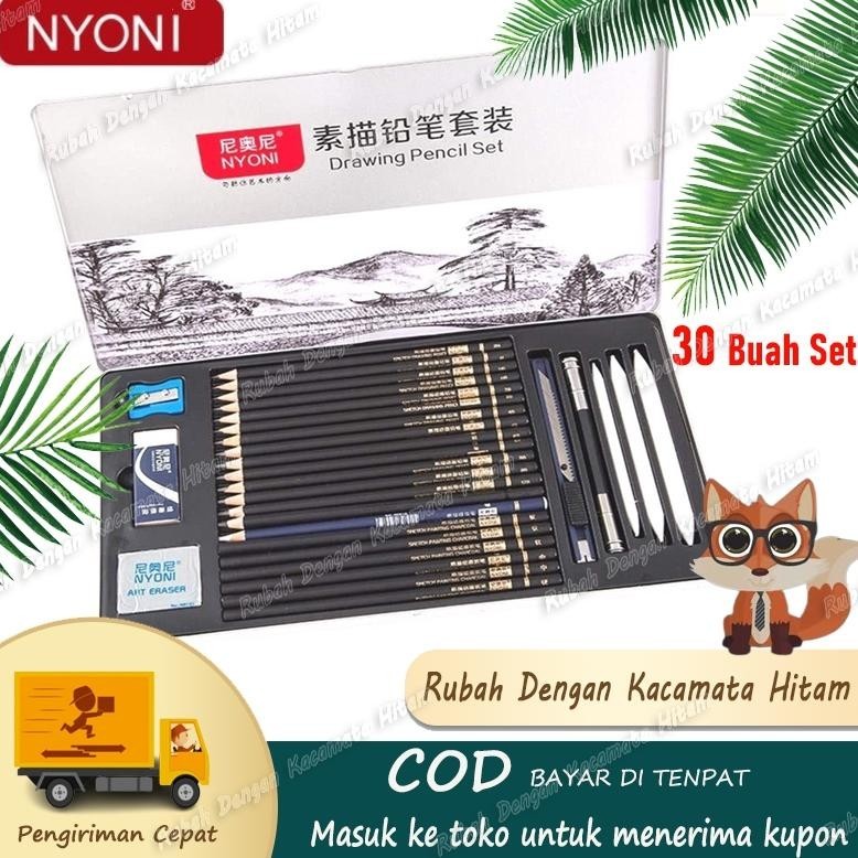

Original [Cod]Nyoni Sketch Drawing Pencil Set 30 / Pensil Lukis Sketsa Set Lengkap/Drawing/Sketsa Pensil Matt, Sketsa Pemula, Pensil Arang, Penghapus, Kotak Pena, Pena Kertas, Spons, Pena, Set Pisau/Sketch Pencil Set In Kotak Besi Me41