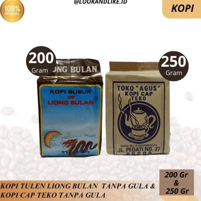 

Paket Kopi Liong Bulan 200Gr Dan Kopi Cap Teko 250Gr Tanpa Gula