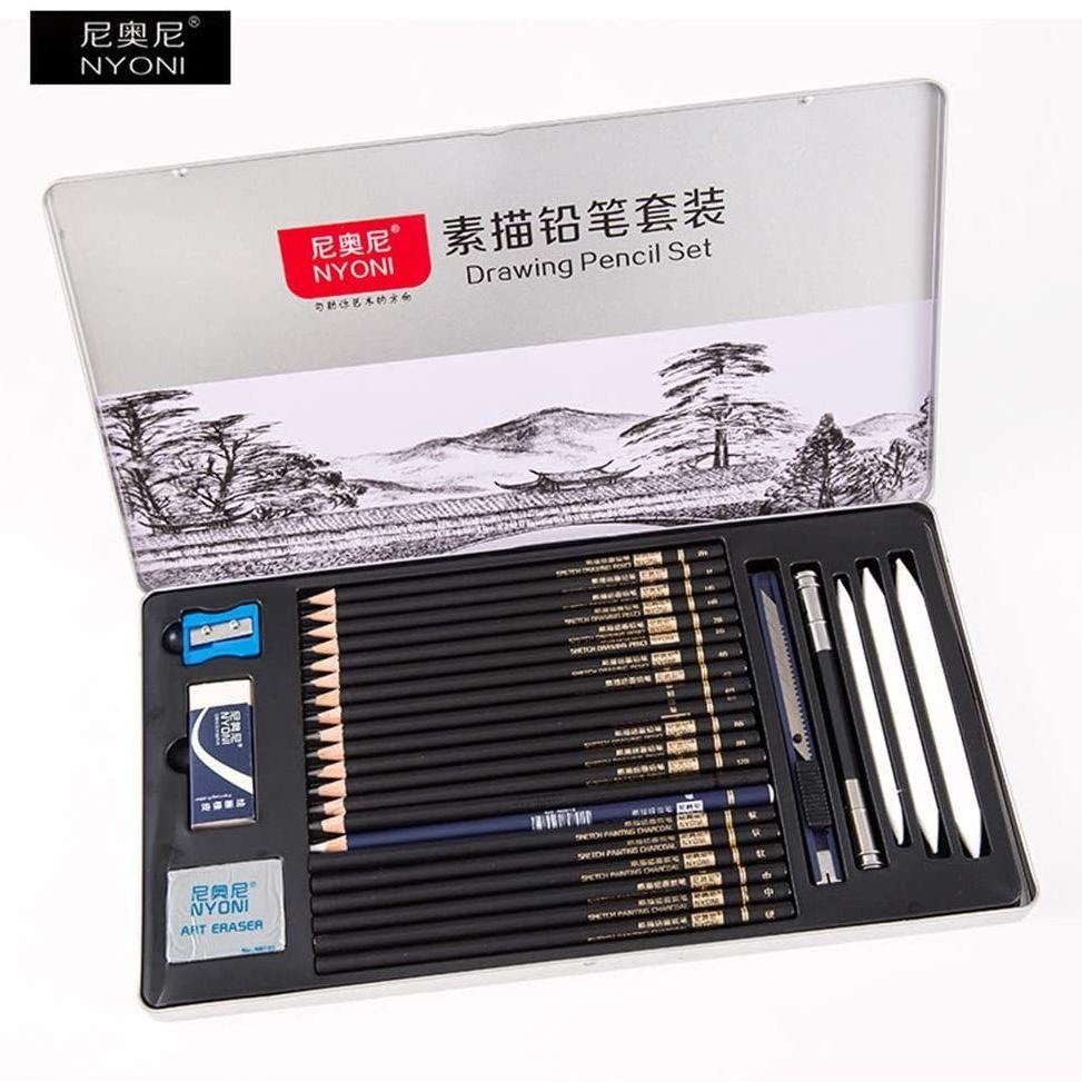 

Flash Sale Nyoni Sketch Drawing Pencil Set 29 / Pensil Lukis Sketsa Set Lengkap Hig Quality