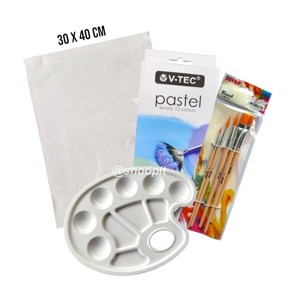 

Big Sale Paket Melukis Lengkap Set 4 In 1Jumbo Set Kanvas 30X40 Kuas Palet Dan Cat Acrylic - Set- Shsnp 8.8