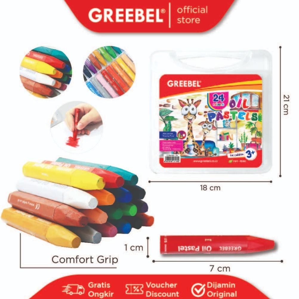 

Spesial Greebel Crayon Krayon Kids Oil Pastel 24 Warna (Kop 24C) / Crayon Greebel / Krayon 24 Warna / Non Toxic Garansi