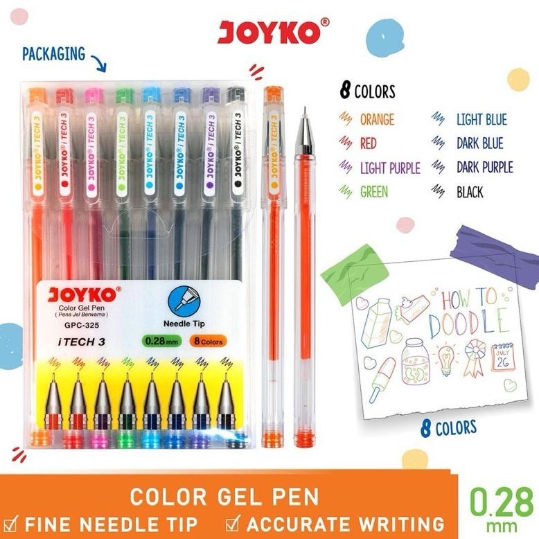 

Big Sale Color Gel Pen Gpc-325 Itech3 Pulpen Pena Joyko 1 Set 8 Warna 0.28 Mm Garansi
