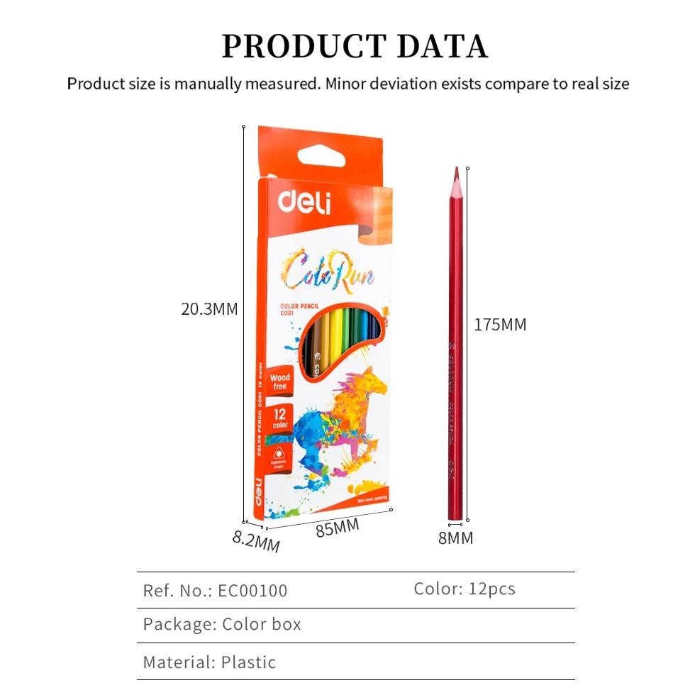 

8.8 Deli Pensil Warna- Bentuk Segitiga Ergonomis Warna Cerah 12/18/24 Warna Cat Tidak Beracun Ec00120 Hig Quality