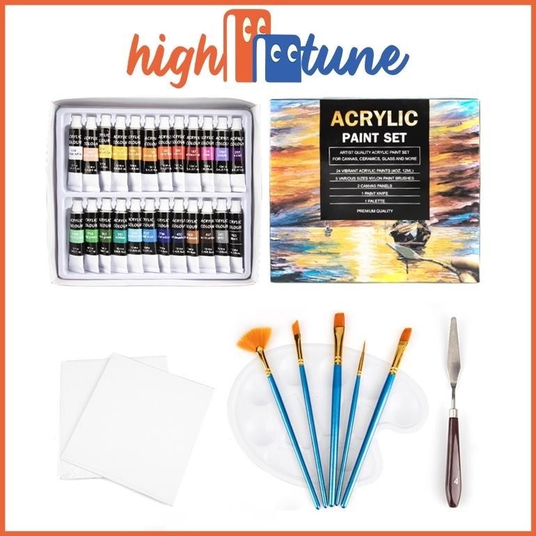 

8.8 Hightune Acrylic Paint Set Cat Akrilik Set 12/24 Warna 10Ml Lukis Kanvas Maries Acrylic Dasar/Primer Murah