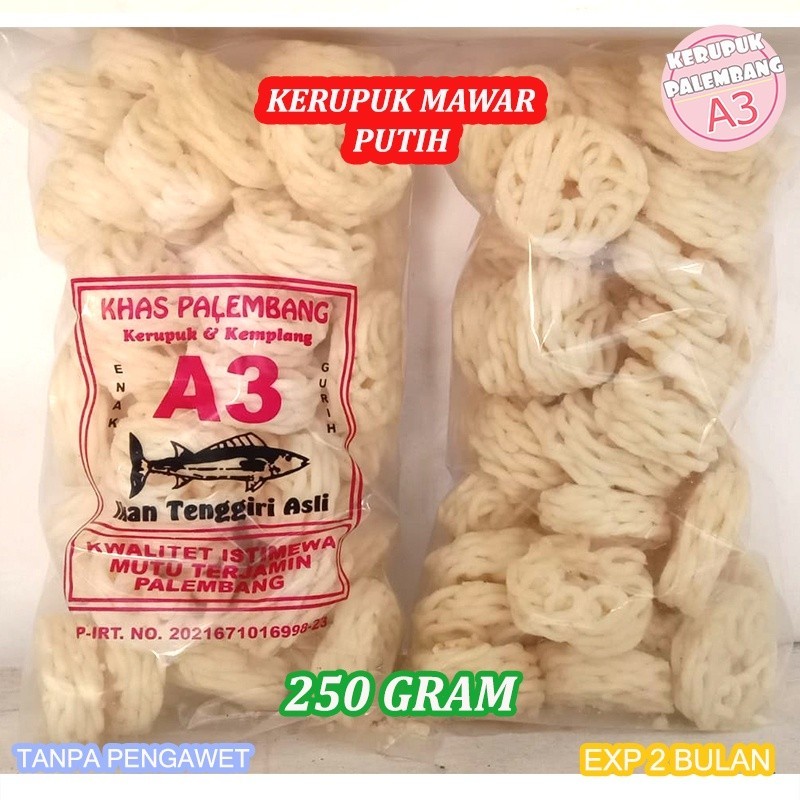 

KERUPUK MAWAR KEMPLANG MAWAR PUTIH KHAS PALEMBANG 250GR ASLI PALEMBANG