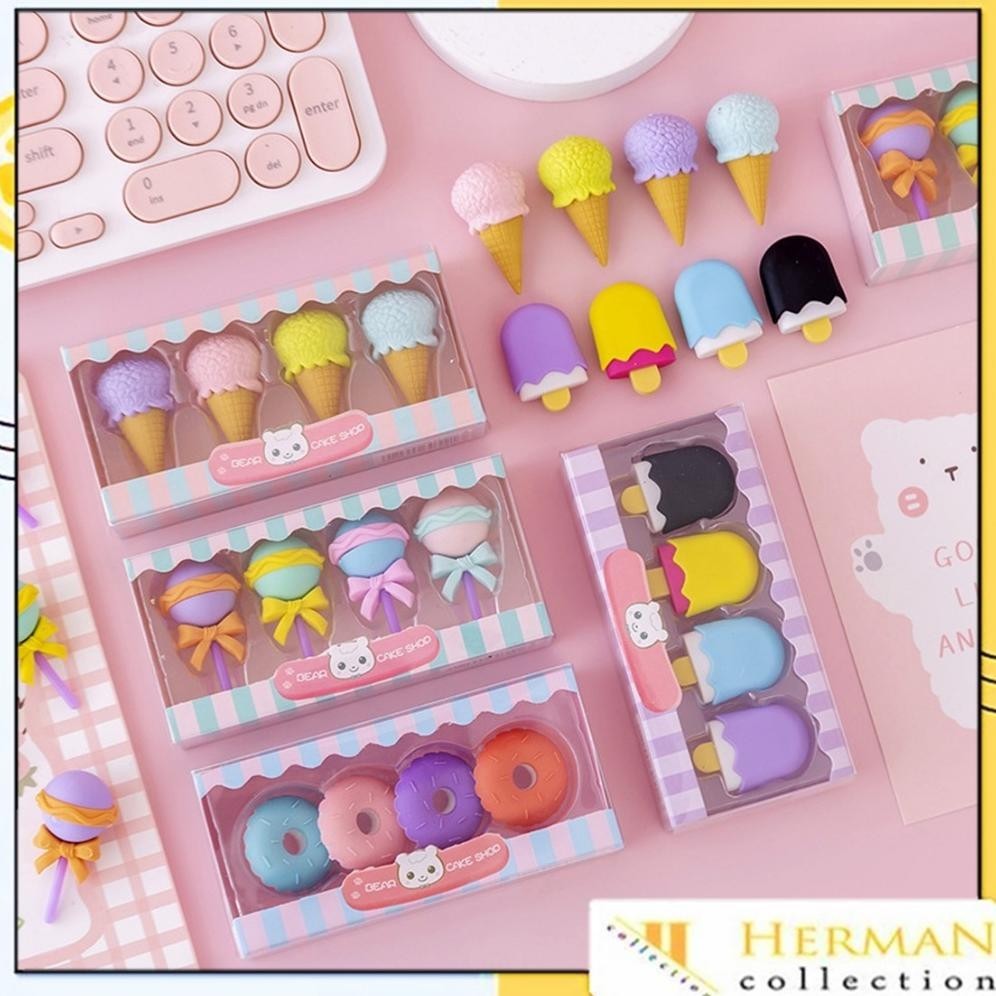 

Paling Laris! HC Penghapus 4 Pcs / Set Lucu Bentuk Es Krim Karet Hapus Lolipop Donat Pensil Karakter Sweet Eraser Anak Sekolah Karakter 4pcs Bentuk Makanan Donut Ice Cream Termurah