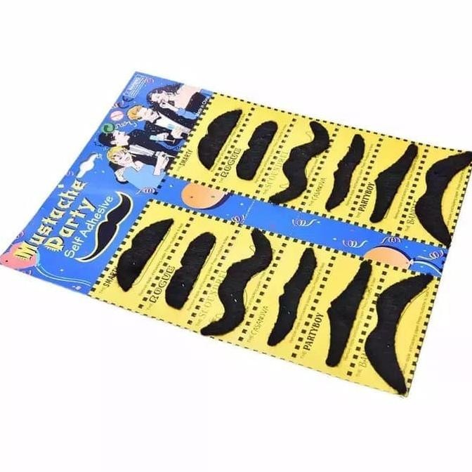 FE24 Kumis Palsu Mainan Kostum Pelengkap Pesta Karnaval Halloween 1 Set Dapat 6 Model Pcs Original