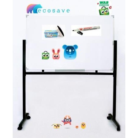 

Whiteboard Standing Double Face 120x240 cm Magnetic EcoSave + Ongkir