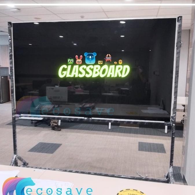 

Glassboard Hitam Standing 120x120 cm Non Magnetic + Ongkir