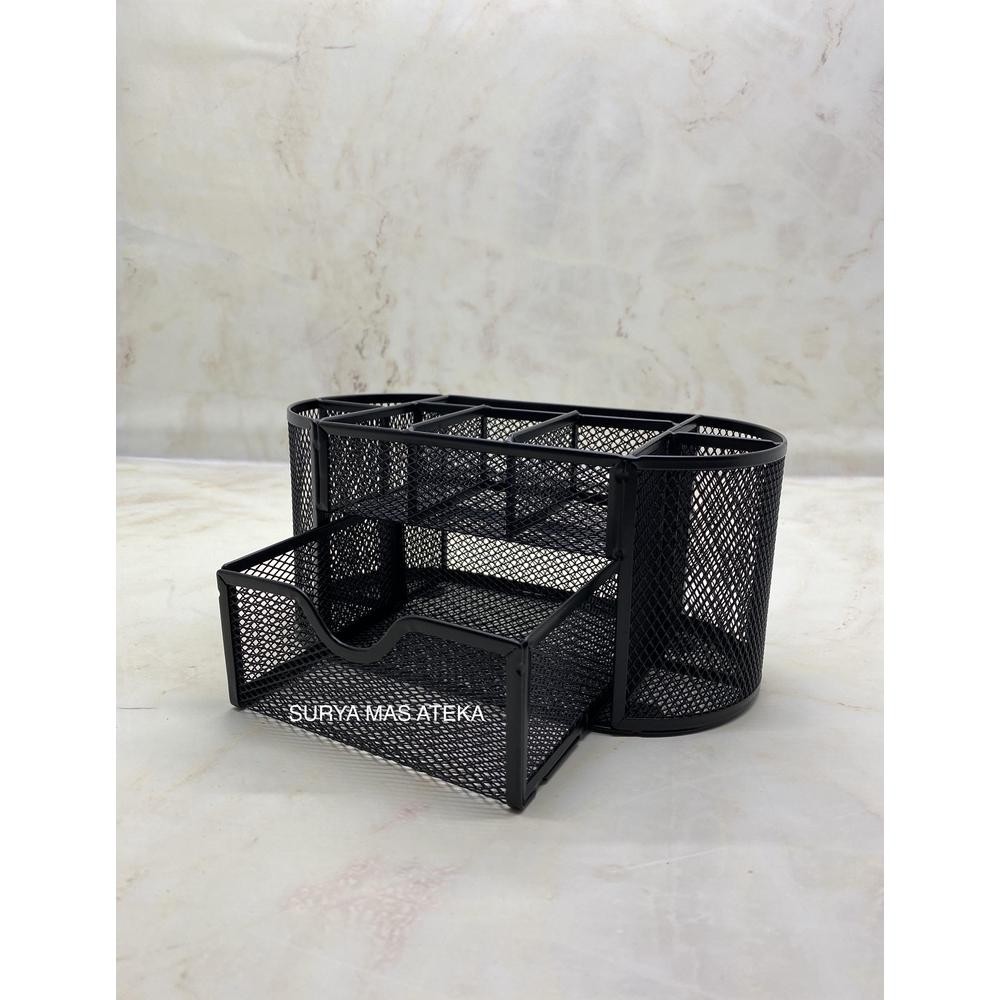 

TERMURAH Desk Set/ Tempat Pensil Sekat Jaring Hitam with Drawer [CS099] hj-77