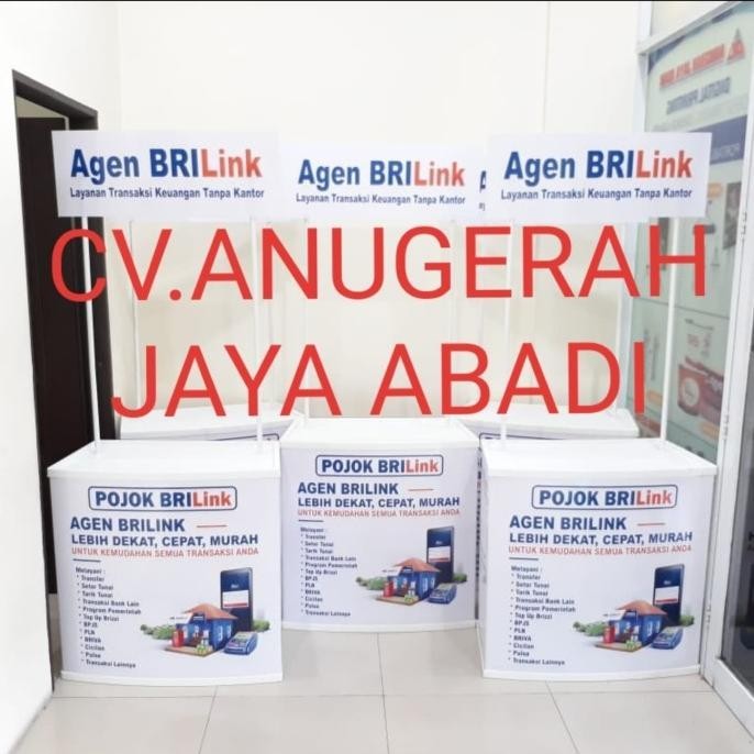 Event Desk Brilink Meja Promosi Khusus Cetak Stiker Logo Brilink