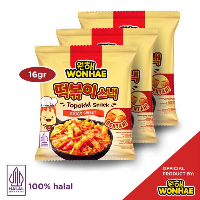 

Wonhae Topokki Snack Spicy Sweet 16gr x 3 pcs