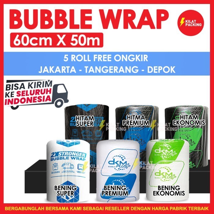 

MURAH BUBBLE WRAP 60CM X 50M PREMIUM TEBAL DELKOMAS DKM PLUS TERMURAH SATUAN