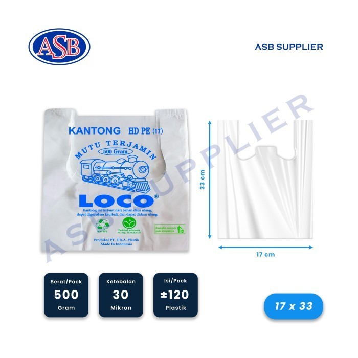 

DISKON Kantong Plastik Kresek Putih HDPE Loco Ukuran 17 - 40 (500 Gram)