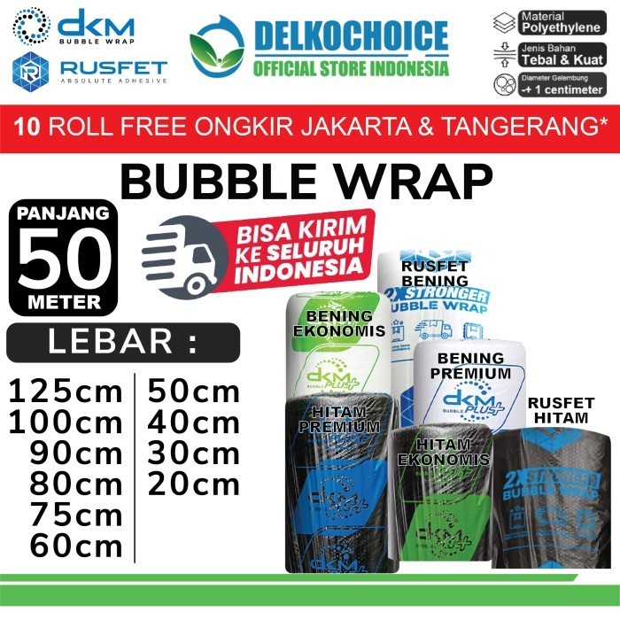 

SALE Plastik Bubble Wrap Packing 50M TEBAL RUSFET DKM+ Bubblewrap ROLL