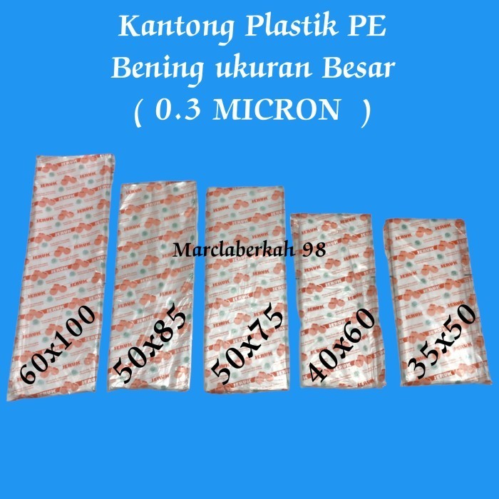 

HARGA DISKON kantong plastik PE bening uk 35x50 - 40x60 - 50x75 - 60x100,plastik