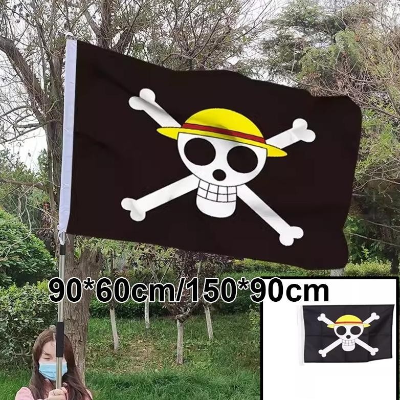 PROMOOO 150*90CM BENDERA ONE PIECE BENDERA BAJAK LAUT ONE PIECE LUFFY BESAR