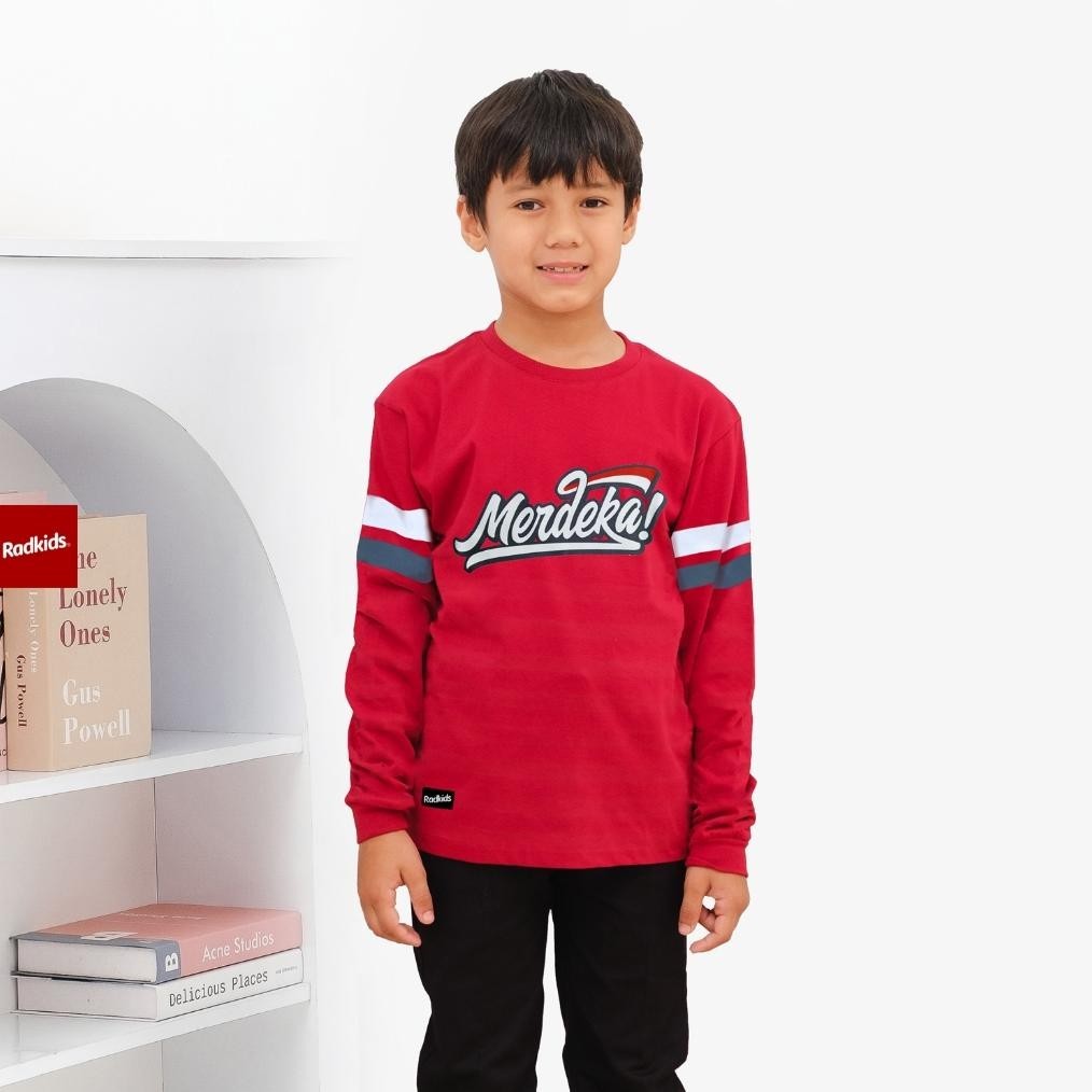 BIG SALE Baju 17 Agustus Anak  Kemerdekaan Kaos Couple Lengan Panjang Merah Putih Merdekalah Merah P