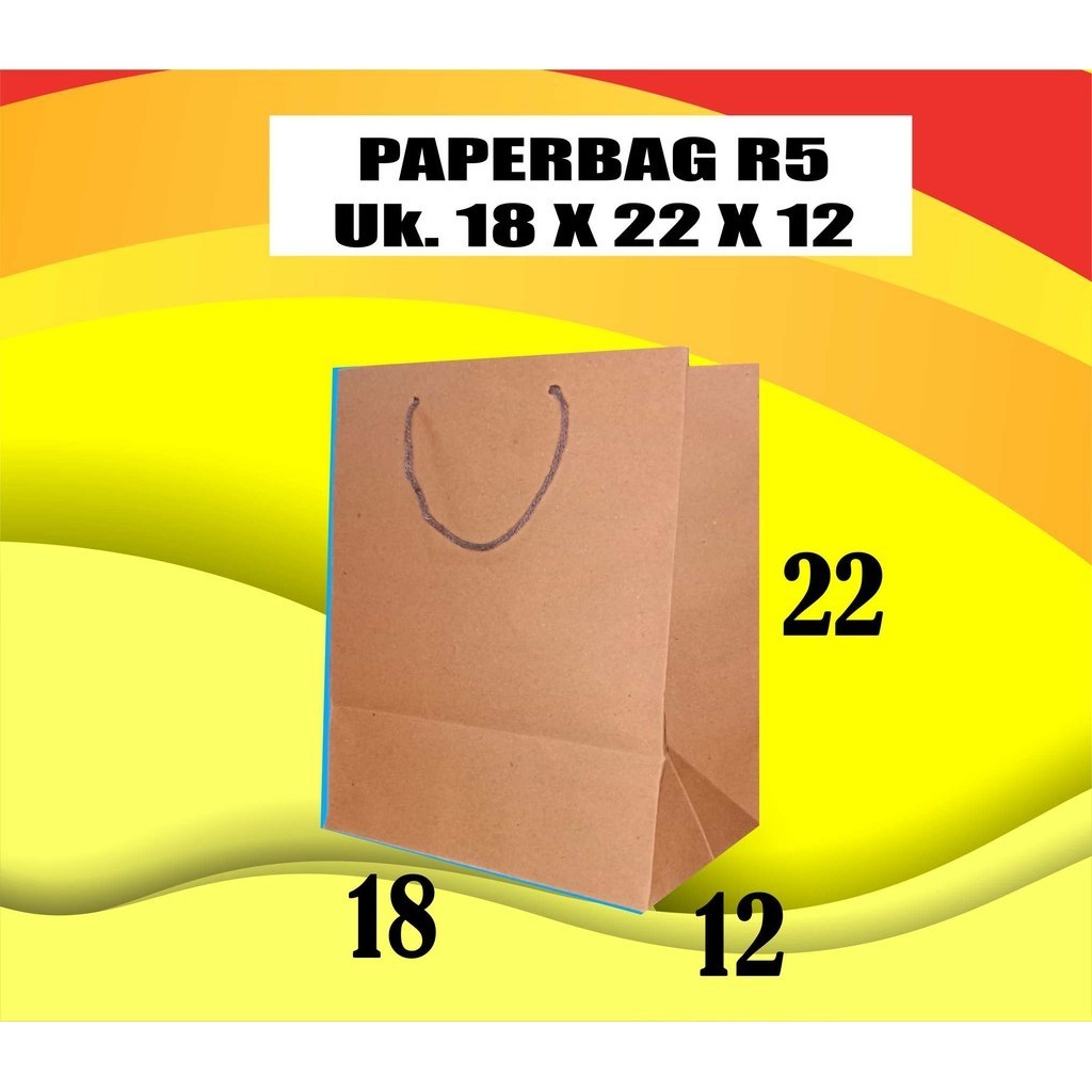 

PAPERBAG R5 UKURAN 18X22X12 CUSTOM DAN POLOS, PAPERBAG KECIL CUSTOM