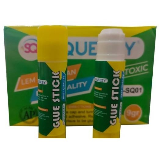 

1 Box 24 Pcs Glue Sti Merk Squeezy 9 Gr Lem Kertas / Lem Putar