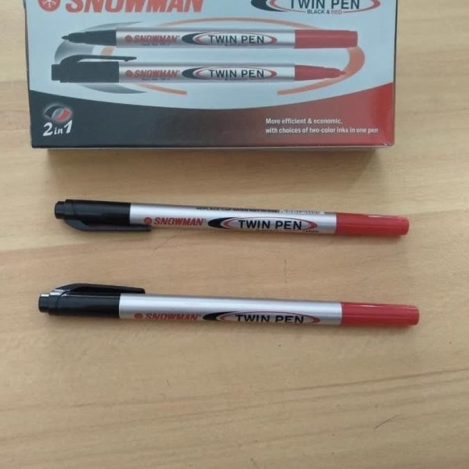 

spidol snowman kecil hitam merah twin pen black red 2in1 TOMS